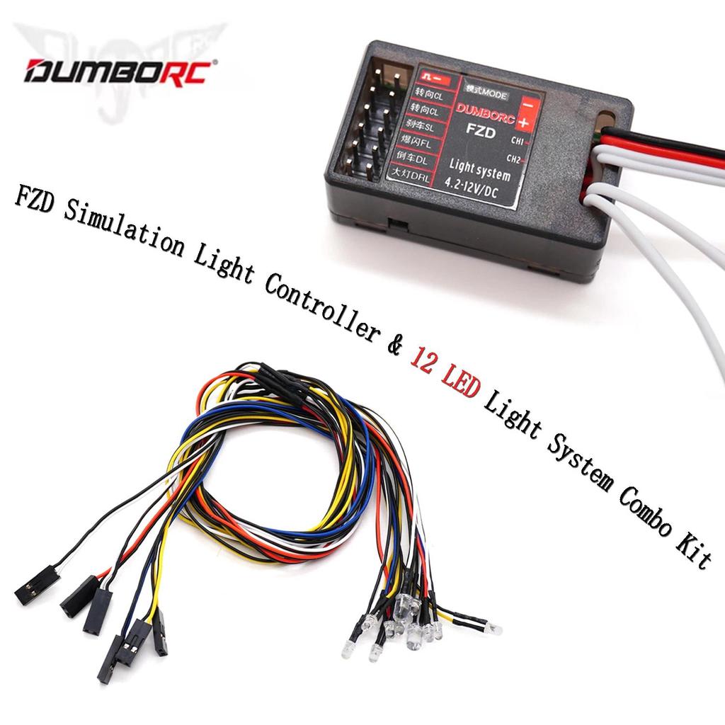 DUMBORC FZD Simulation Light Controller & 12 LED Light System Combo Kit for 1/8 1/10 Axial SCX10 TAM