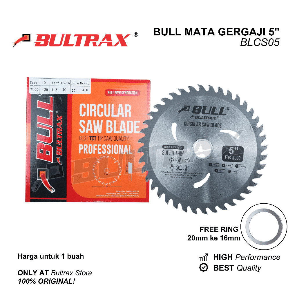 Ablez BULL Mata Gergaji 5 inch Super Tipis / Circular Saw Blade 5" Super Thin BLCS05