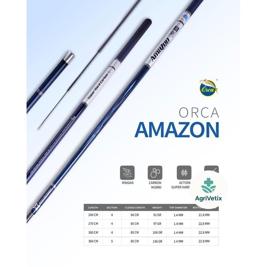 Joran Tegek Carbon Orca Amazon Super hard (spek kaku) - 240
