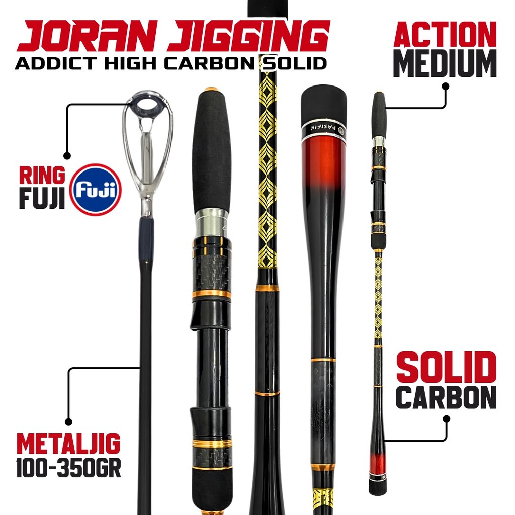 Joran Heavy Jigging 180cm PE 3-6 Solid Carbon Fuji Core Medium Action Heavy Power Untuk GT Tuna