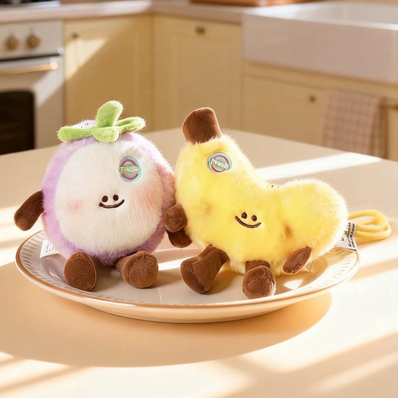 15cm Scented Fruit Plush Keychains Soft Cute Dragon Fruit  Kiwi Durian Mangosteen Banana Plushies fo