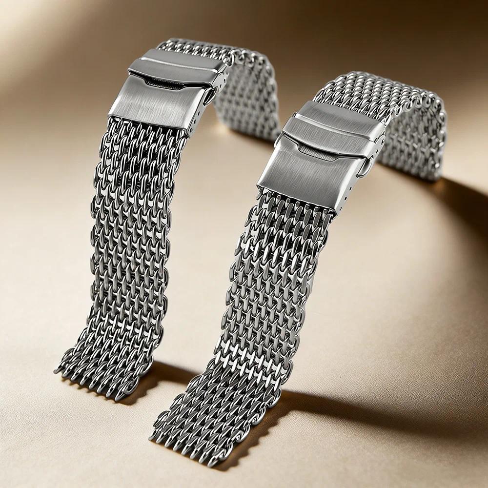 Tali Jam Tangan Jaring Milanese Baja 18mm 20mm 22mm 24mm Gelang Mewah Pria Untuk Jam Tangan Diving S