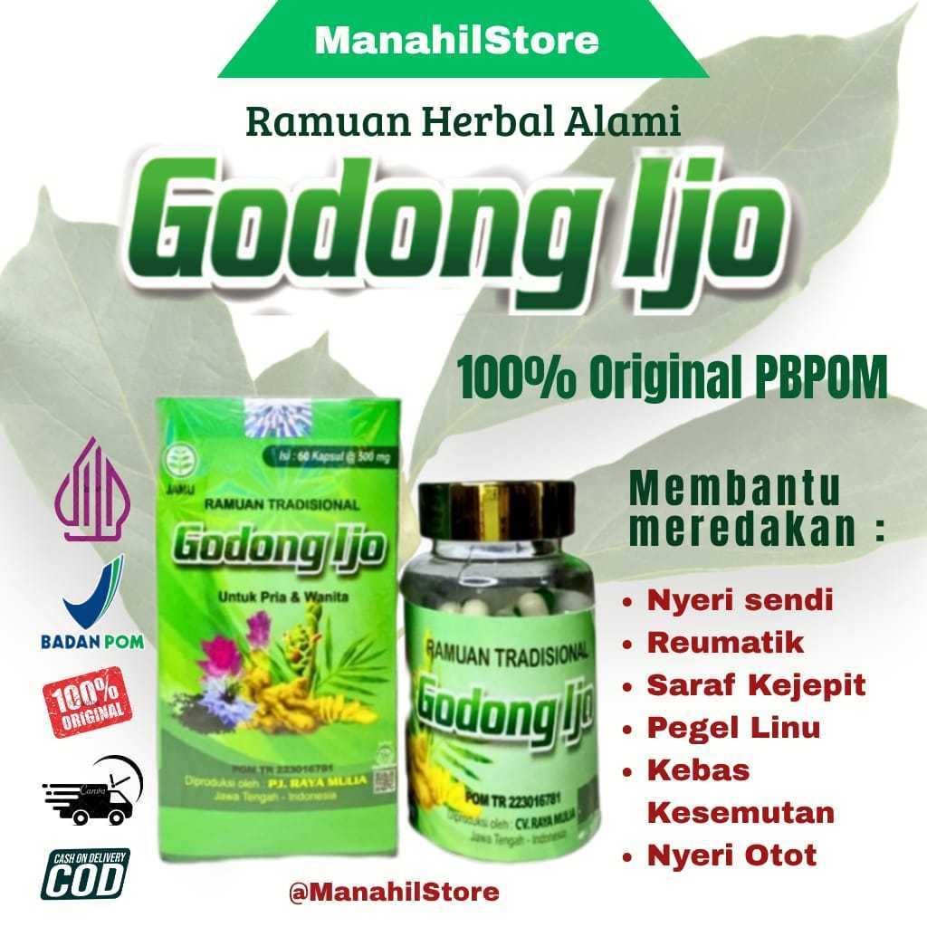 PROMO NEW Godong Ijo Kapsul 60 Kapsul - Obat Herbal untuk Nyeri Sendi, Asam Urat, dan Pegal Linu