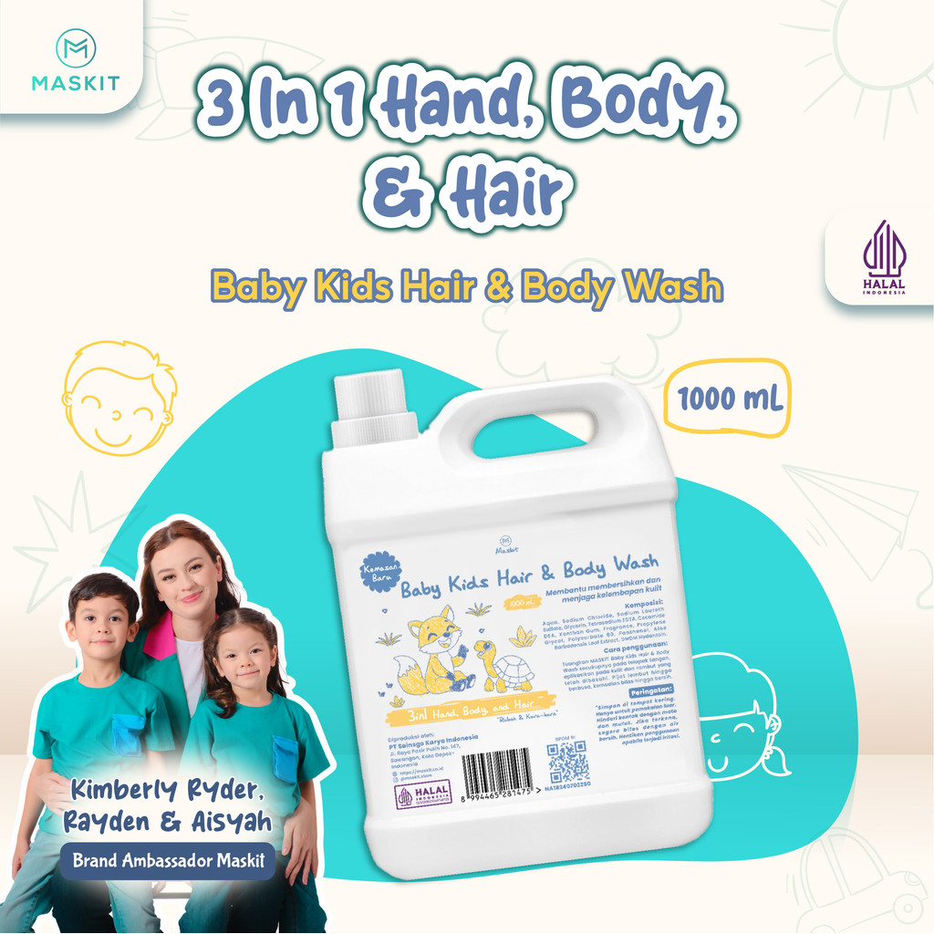 Baby Kids Hair & Body Wash Sabun Shampoo Bayi Maskit 1000ml