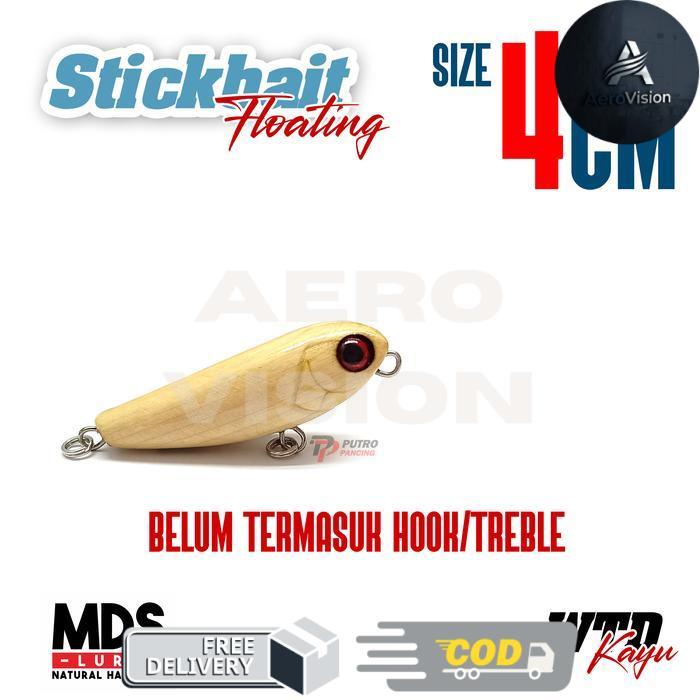 Lure MDS Stickbait WTD Stick Bait Floating Kayu Handmade Wood - 4 cm