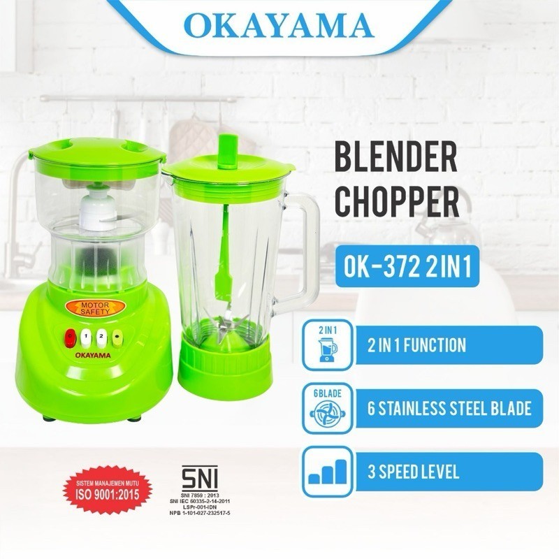 BLENDER OKAYAMA OK-372 2 IN 1 / BLENDER CHOPPER OKAYAMA MULTIFUNGSI