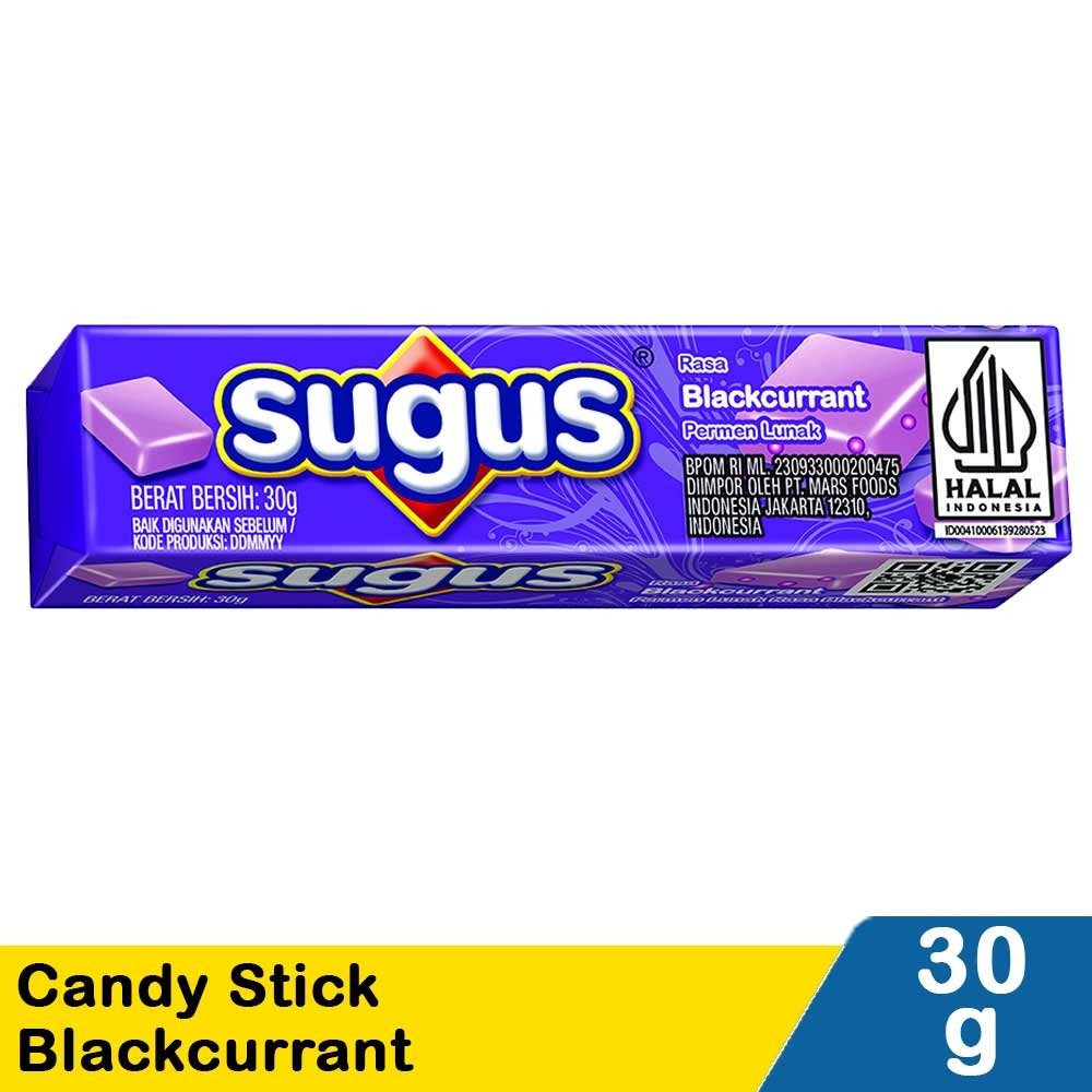 SUGUS CANDY STICK BLACKCURRANT 30g Permen Jadul Stik Lunak Kenyal Premen lazery enaktoko seva
