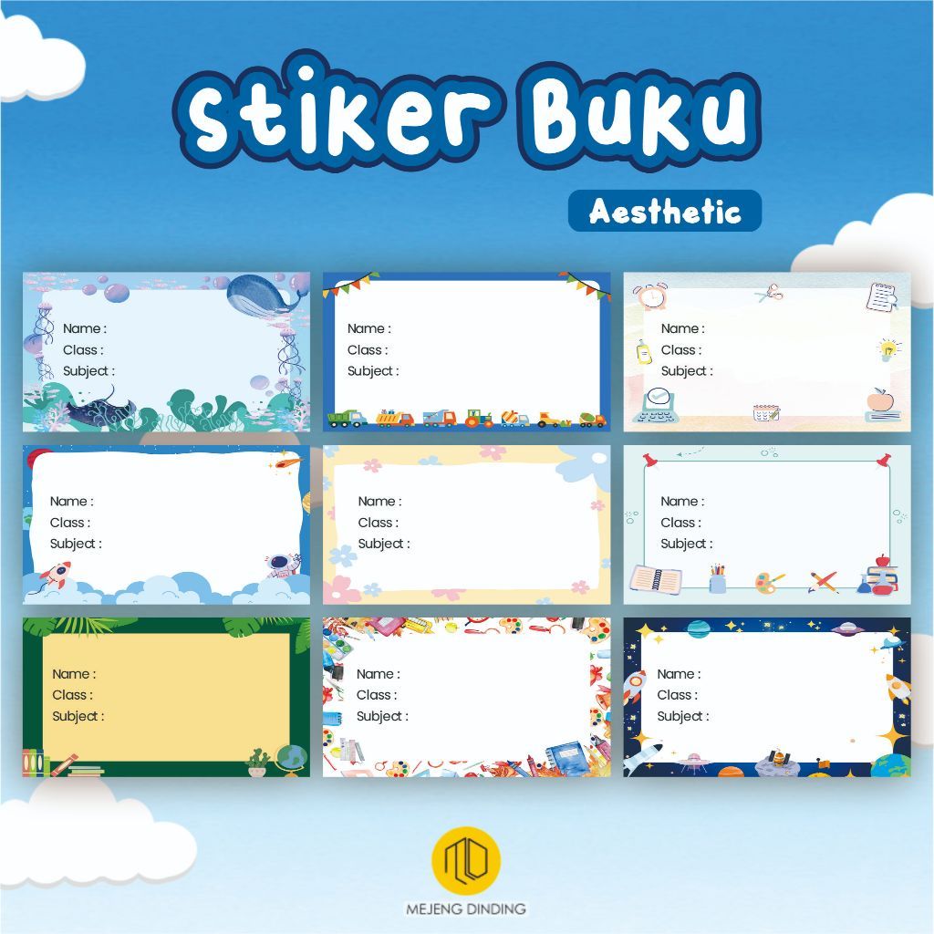 STIKER MAPEL ISI 30 PCS / STIKER BUKU CUSTOM TEMA AESTHETIC / STIKER NAMA BUKU PELAJARAN / Label Buk