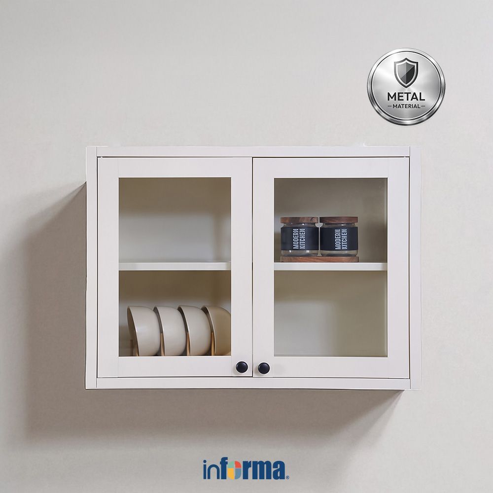Informa Scott Kabinet Dinding Dapur Dengan 2 Pintu Kaca - Putih Wall Kitchen Cabinet Lemari Penyimpa