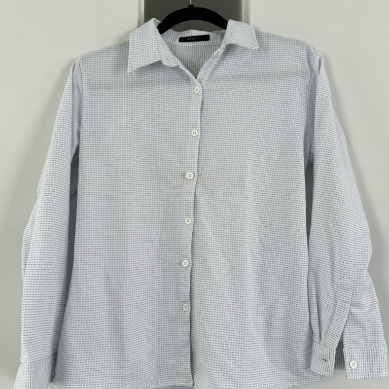 Kemeja Dust L Putih Biru (Preloved)