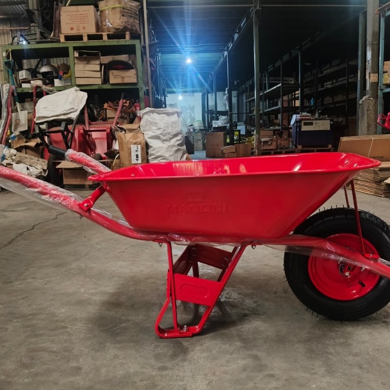 MANCINI | Gerobak Sorong | Troli | Angkong | 14Kg (Warna : Merah) | Ban Mati / Ban Hidup