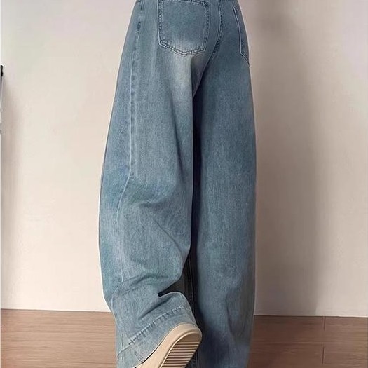Yoyo Jeans Baggy Retro Biru Panjang Wanita Korean Style Celana Lurus Highwaist Kulot Wide Leg Jeans