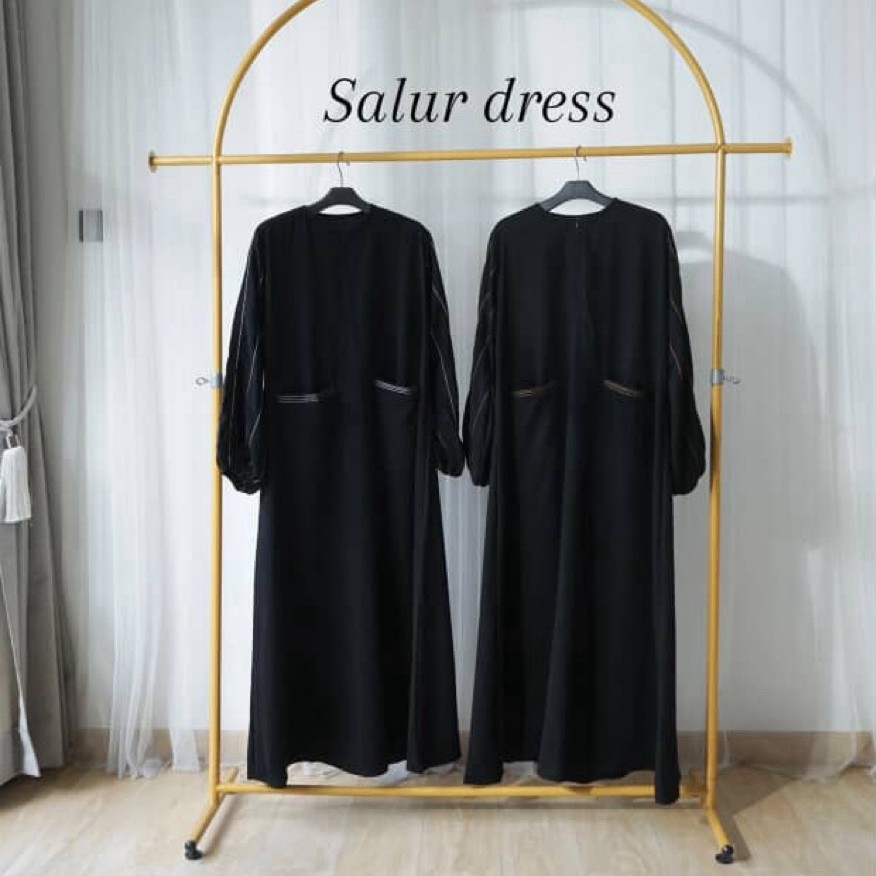 PRELOVED Gamis jetblack anti uv (salur putih)