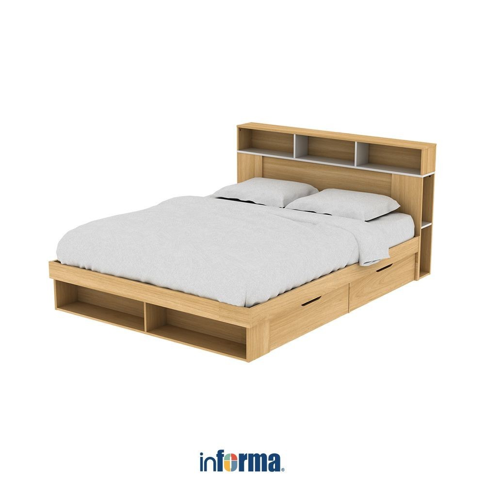 DISKON 65% Informa 160x200 cm Gio Tempat Tidur - Euro Oak Bed Ranjang Kasur Perabot Tidur Furniture 