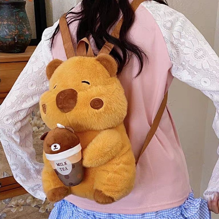 Tas Rasnel Boneka Kapybara Boba Tas Gendong Backpack Kapybara Boba