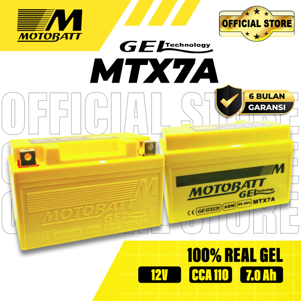 Motobatt Gel MTX7A - AKI NINJA 250 / NINJA ZX 6R / TMAX 7Ah ORIGINAL