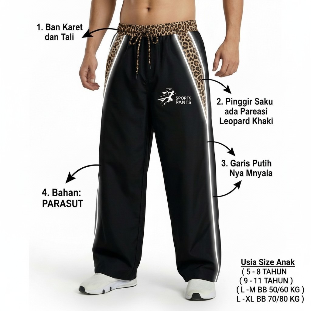 Nike Ardilla - Ku Tak Akan Bersuara (Suara Hati) BANTS  HITAM GRAY LEOPARD pants Celana Casual Anak 