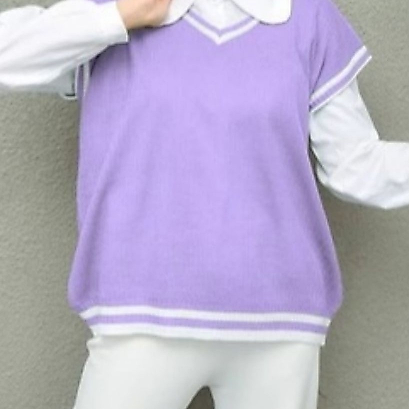Kardigan Rajut Rompi blouse Sweater wanita tanpa lengan k V