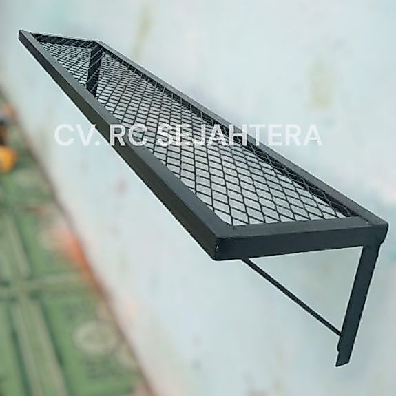 rak dinding rak ambalan rak pot tanaman bunga expanded metal rak dinding tempel besi expanded metal