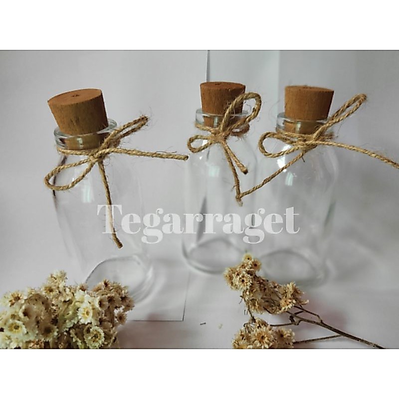 BOTOL KACA TUTUP KAYU /JAR VINTAGE/HIASAN JAR