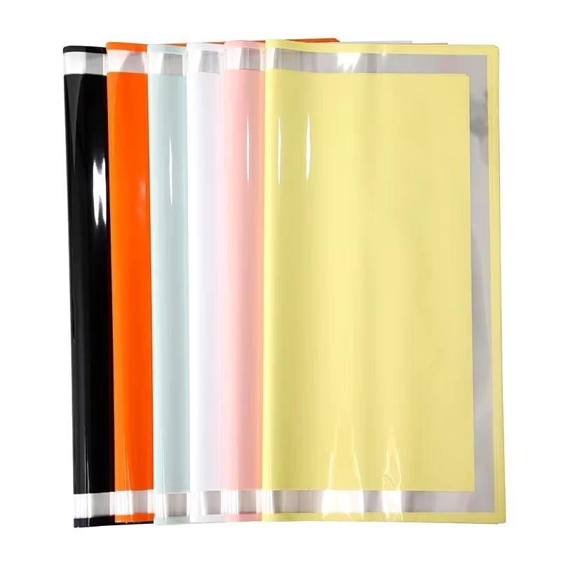 [20 Lembar] Double Clear Frame Kertas Buket Bunga Cellophane Transparan Line Color Bening OPP