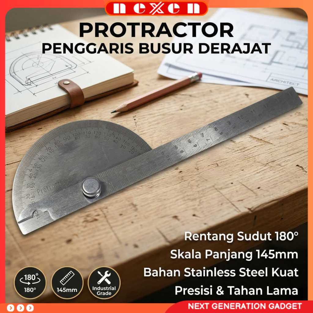 Penggaris Busur Derajat Measuring 145mm 180Degree - PR180