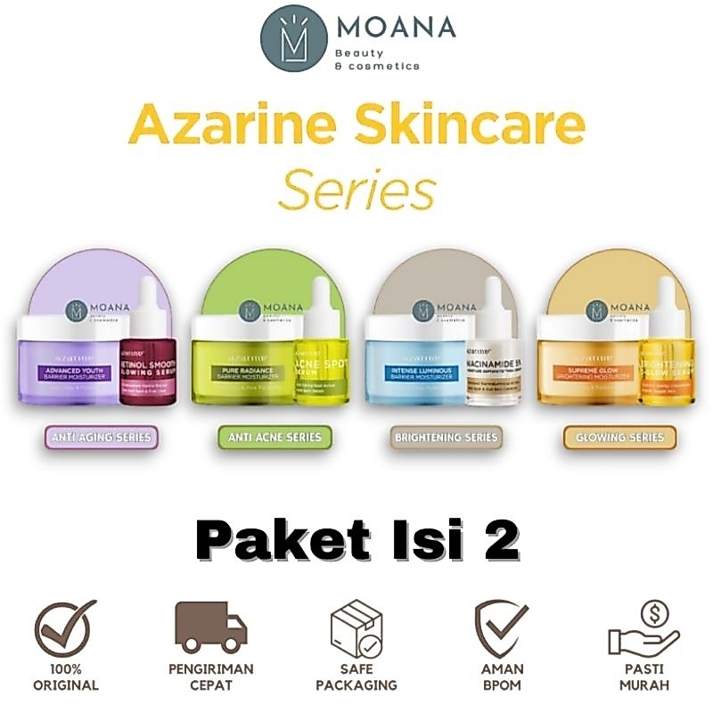[ISI 2] Azarine Paket Skincare SERIES [Moisturizer + Serum] | Perawatan Jerawat Aging Penuaan Mencer