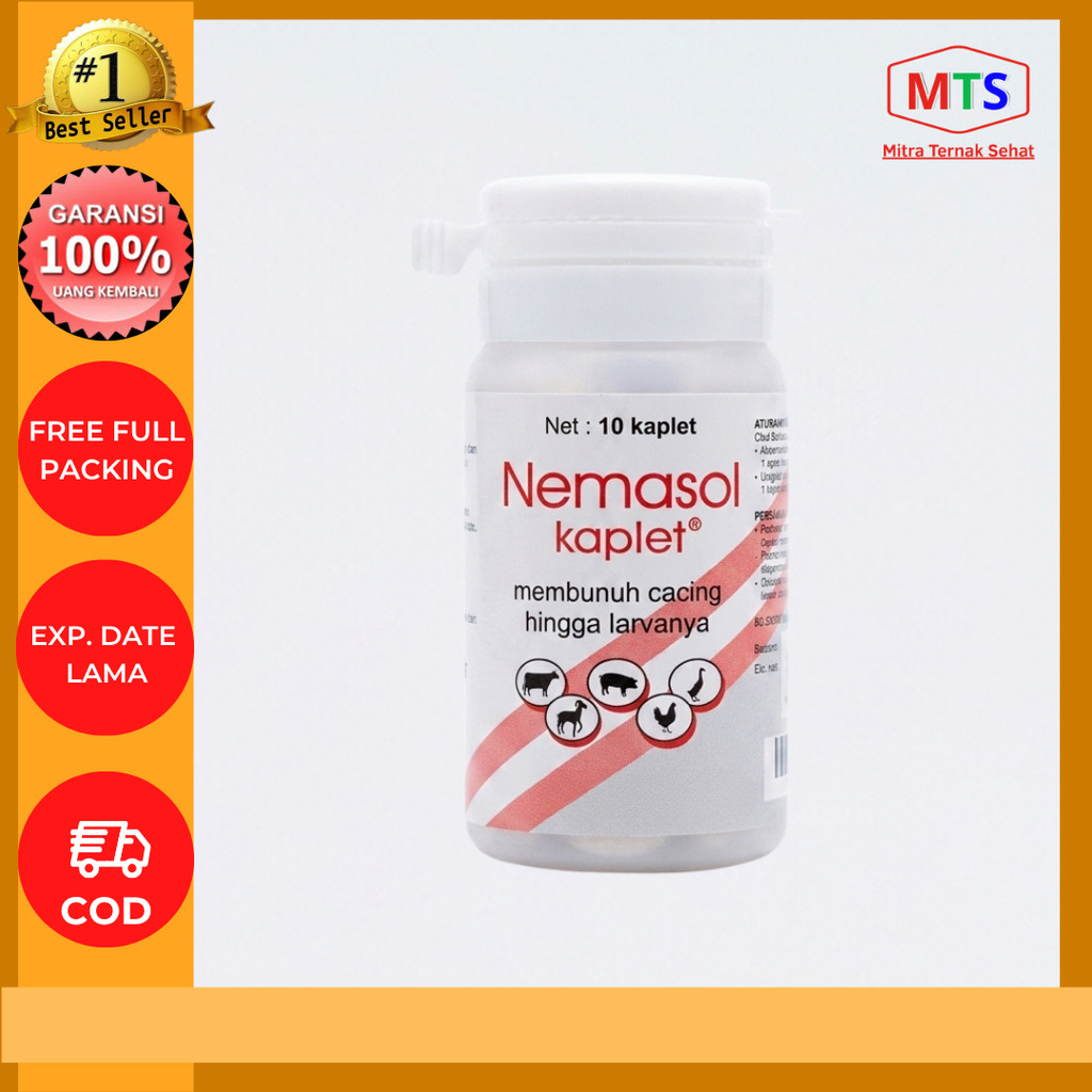 Nemasol 10 Kaplet - Obat Cacing Sapi Kambing Babi Unggas Kerbau Kuda