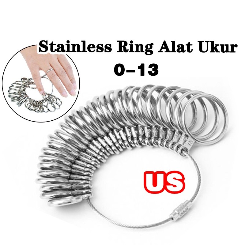 Alat Ukur Jari Cincin US Standar 1-13 Ring Sizer Stainless Alat Pengukur Cincin Finger Sizer Presisi
