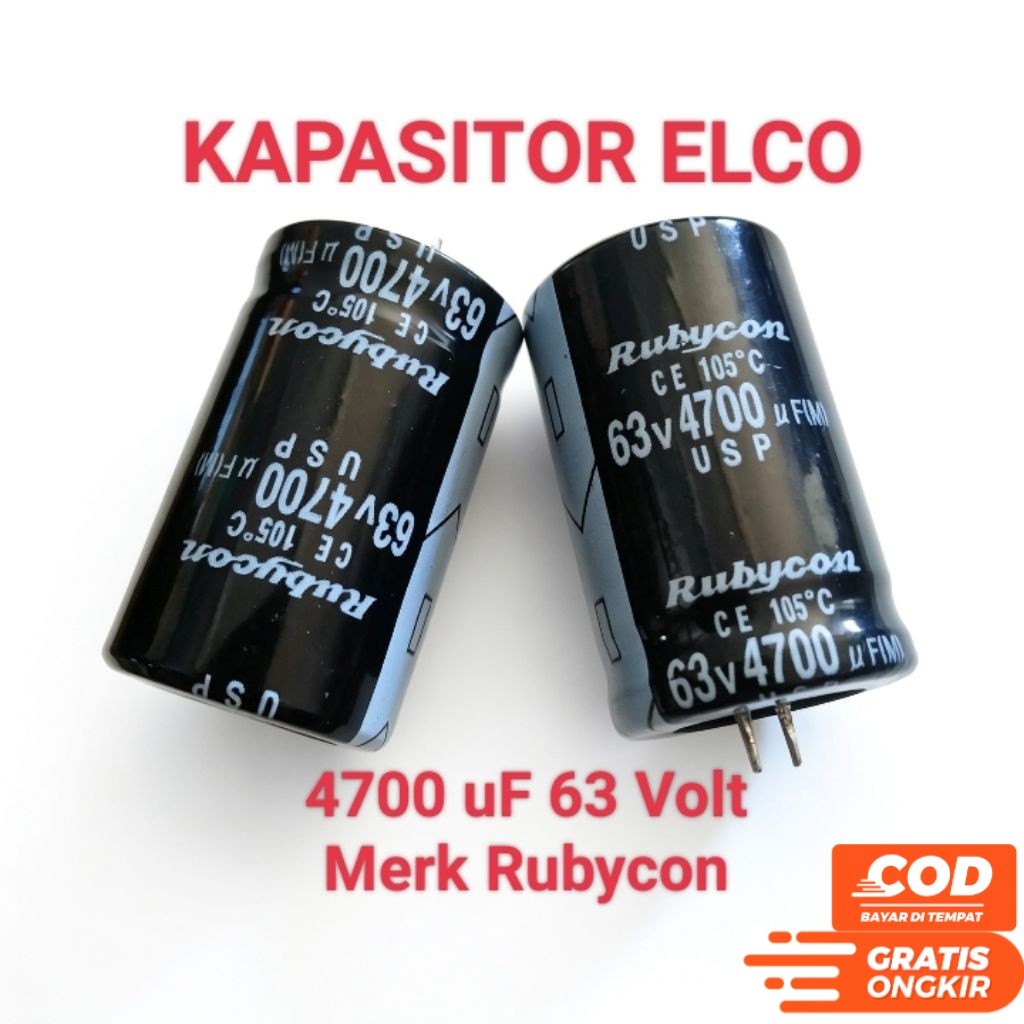 KAPASITOR ELKO ELCO 4700UF 63V 4700 UF 63 VOLT RUBYCON