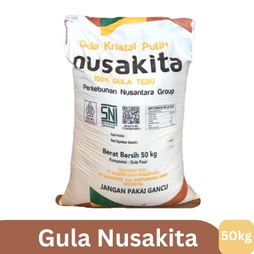 Nusakita Gula Kristal Putih 50kg - 100% Gula Tebu SNI Berat Bersih 50 kg Komposisi Gula Pasir