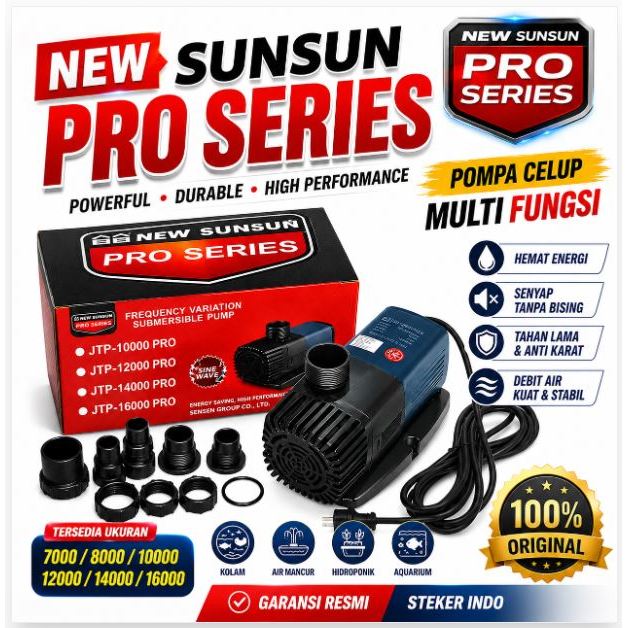 AF GARANSI  Sunsun JTP PRO 7000 8000 10000 12000 14000 16000 SNI Liter/Jam Original Pompa Low watt a