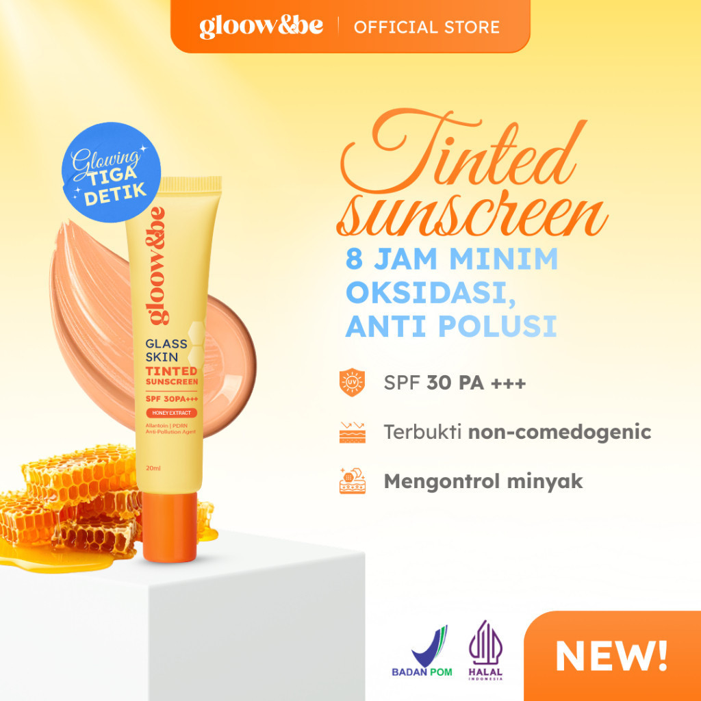 QEILA - GLOOW & BE Glass Skin Tinted Sunscreen SPF 30 PA+++ | Tinted Sunscreen Minim Oksidasi