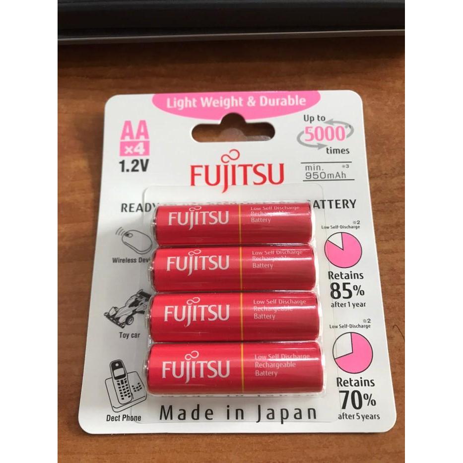 Baterai Fujitsu Pink AA 950mah isi 4 Pcs Rechargeable Limited Ori