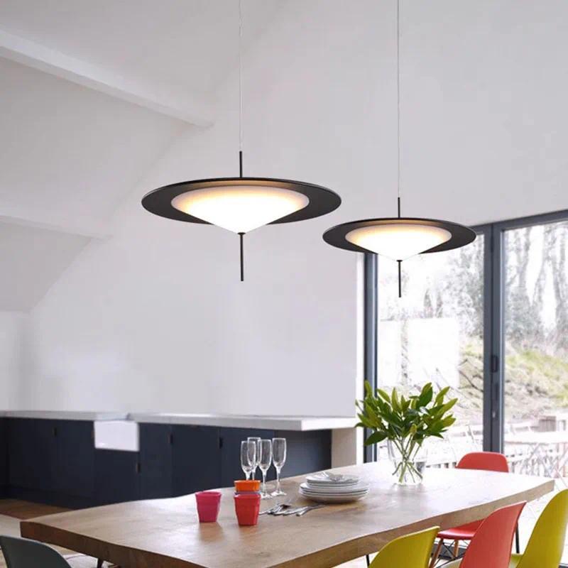 Lampu Gantung Model UFO Unik Akrilik Putih Kamar Tidur Meja Makan Cafe Lampu Gantung LED 3000K Warm