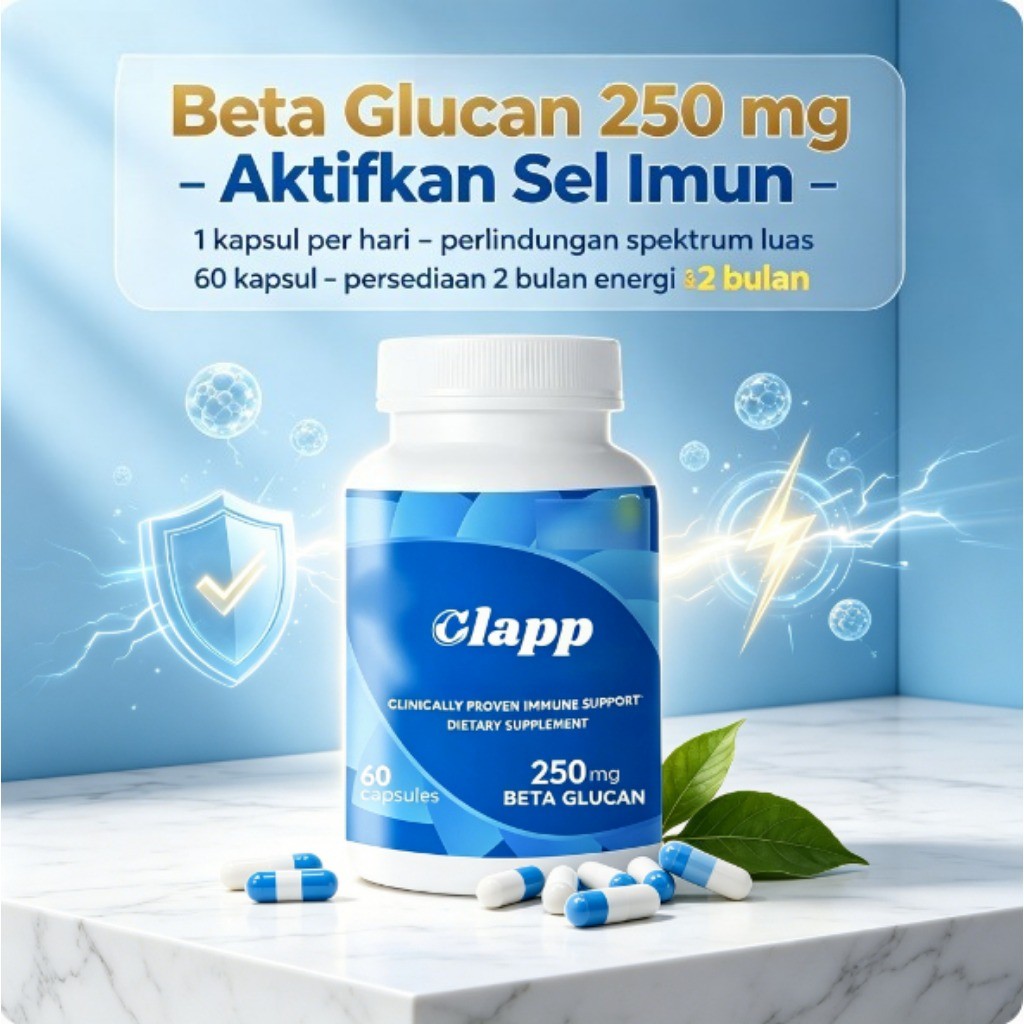Clapp Beta 1,3 / 1,6 Glucan dari Ragi Roti Bantu Tingkatkan Energi & Perlindungan Alami Pagi Hari 60