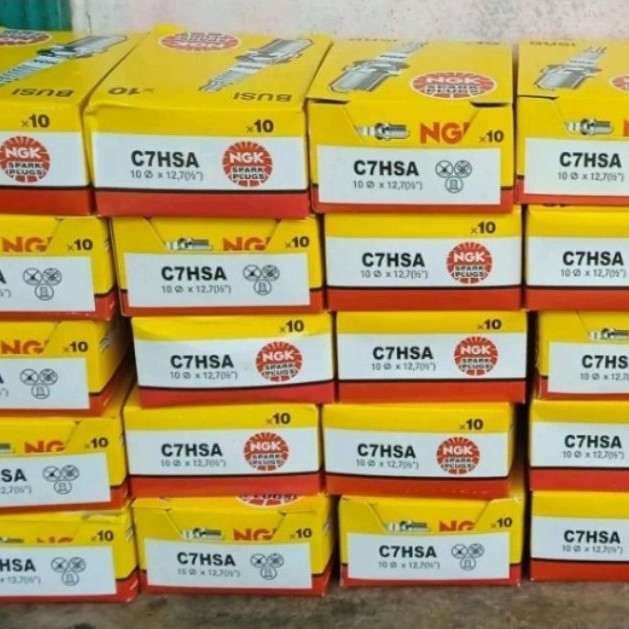 Busi NGK C7HSA 1 KOTAK ISI 10 PCS untuk motor mio, mio soul, soul GT, Grand, SupraX, Jupiter, Vega
