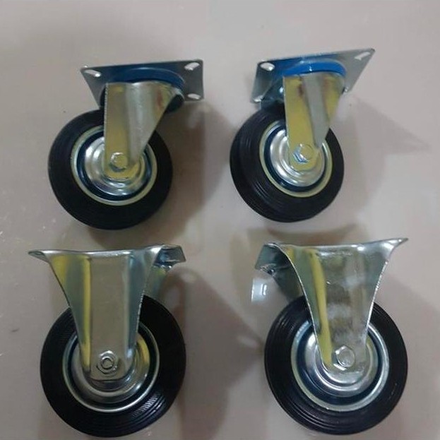 Roda Troli 4 Inch Karet Putar Mati