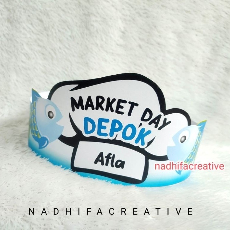 Topi Market Day Bahan Kertas + Nama Anak