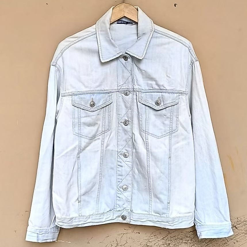 Jacket denim zara basic fruity embroidery oversize vintage unisex