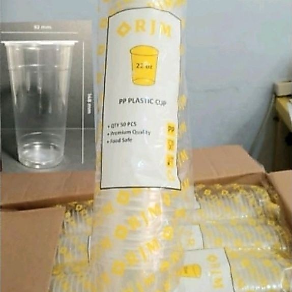 (TERLARIS)0Cup 22 oz RJM 18oz rjm gelas satu 1slop isi 50 cup murah