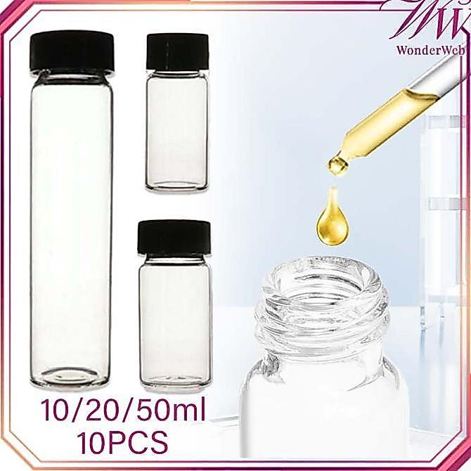 Baru- 10/20/50Ml Botol Kaca Tutup Ulir 10Pcs Botol Kaca Mini Botol Kaca Kecil Universal Botol Sample