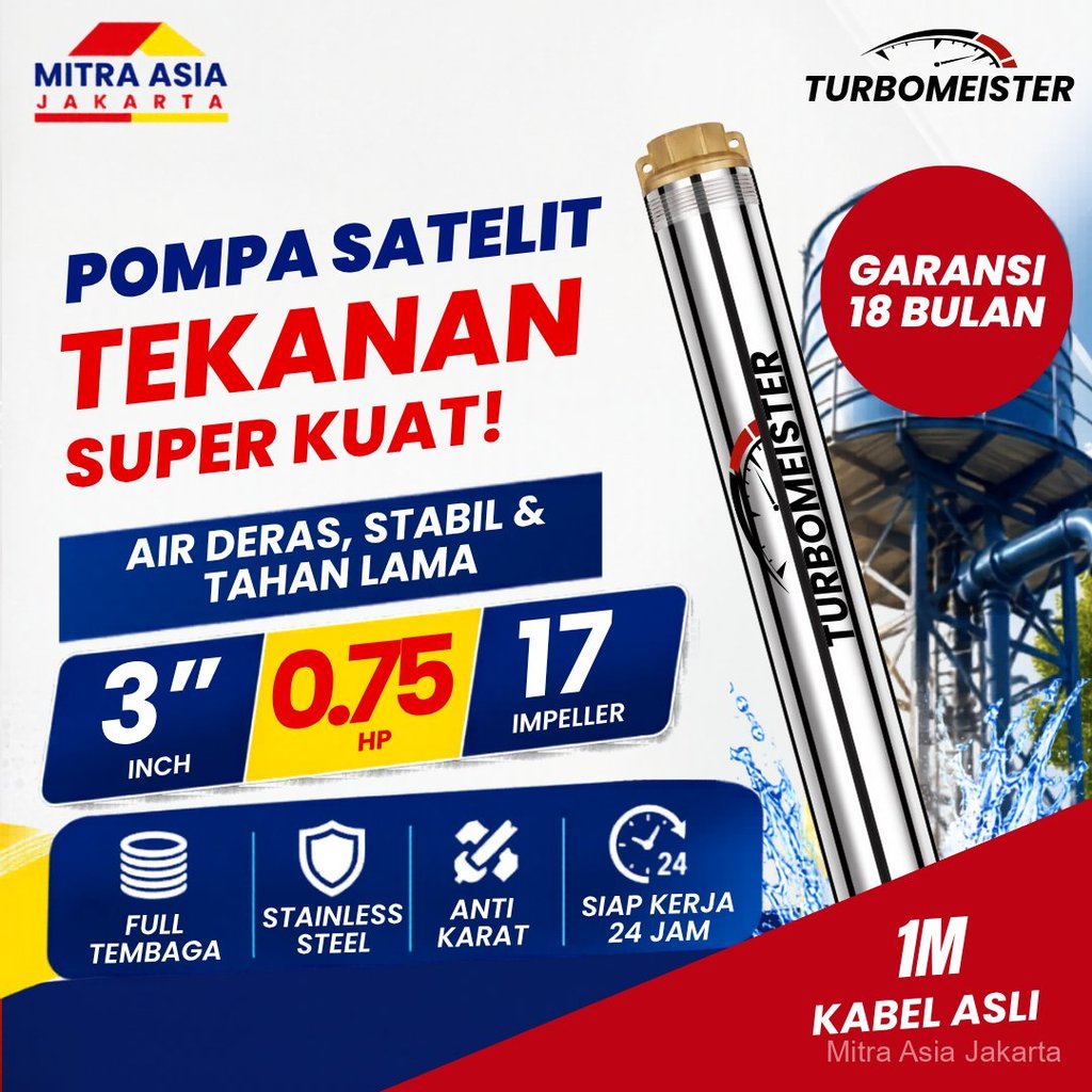 Pompa Satelit Turbomeister 3 Inch 0.75 HP - Pompa Submersible / Sibel