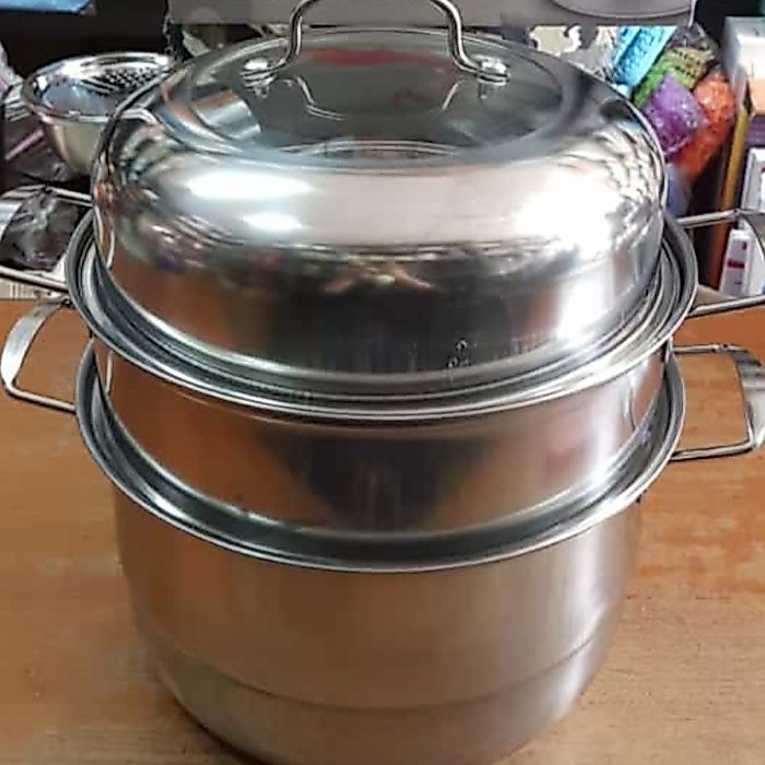 Panci Kukusan Susun 3 Steamer Stainless 30 cm Calypso Dandang