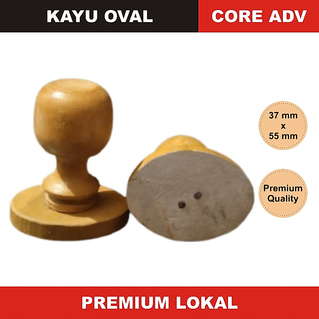 Gagang Stempel Kayu Oval