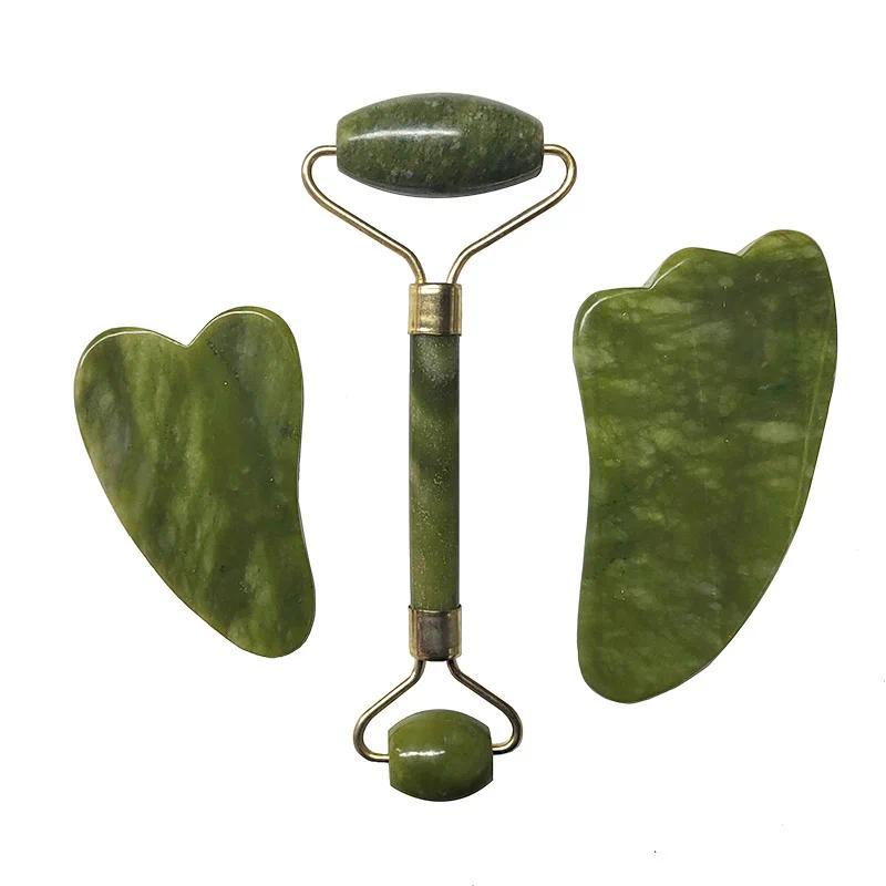 Jade roller facial massage tool set Natural stone facial massager Gua Sha massage board Gua Sha scra