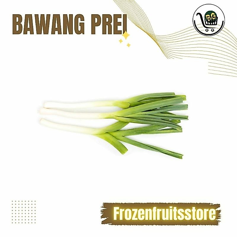 Daun bawang prei/besar segar 250gr, daun bawang prei/besar