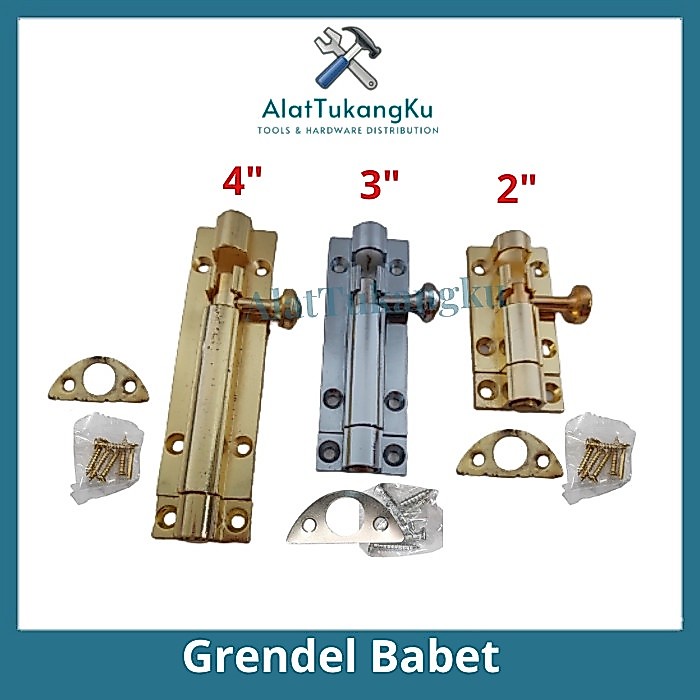 Grendel Babet 2 inch 3 inch 4 inch Putih Kuning / Gerendel Babet Selot Pintu Jendela Lemari Warna Go