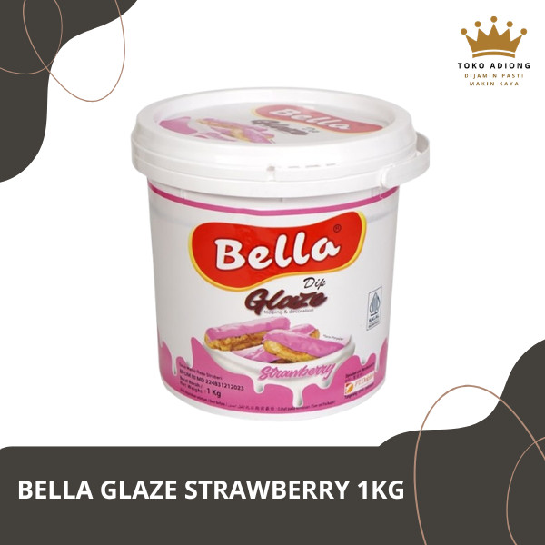 BELLA GLAZE STRAWBERRY 1KG | glaze strawberry 1kg, topping donat strawberry, glaze donat premium, to
