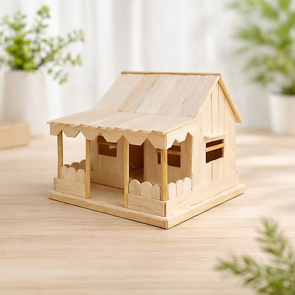Stickaro Miniatur Rumah Adat Betawi dari Stik Es Krim - Dekorasi, Kado, Tugas Sekolah, Diorama